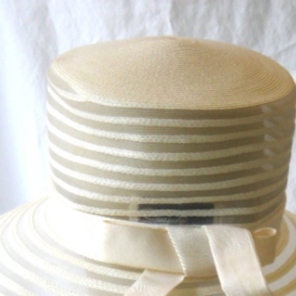 Vintage EMME Boutique Sheer Organdy Hat, Bonwit Teller, 1970's - Picture 3 of 4